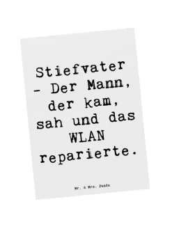 Postkarte Stiefvater Held mit Spruch in Weiß