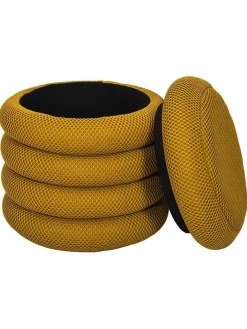 Pouf ''Atome'' in Ocker - (H)44 x Ø 38 cm