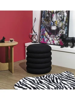 Pouf ''Atome'' in Schwarz - (H)44 x Ø 38 cm