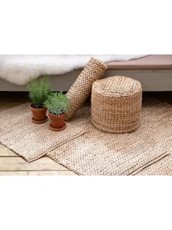 Pouf in Hellbraun - (H)49 x Ø 40 cm