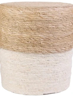 Pouf in Hellbraun/ Creme - (H)41 x Ø 35,5 cm