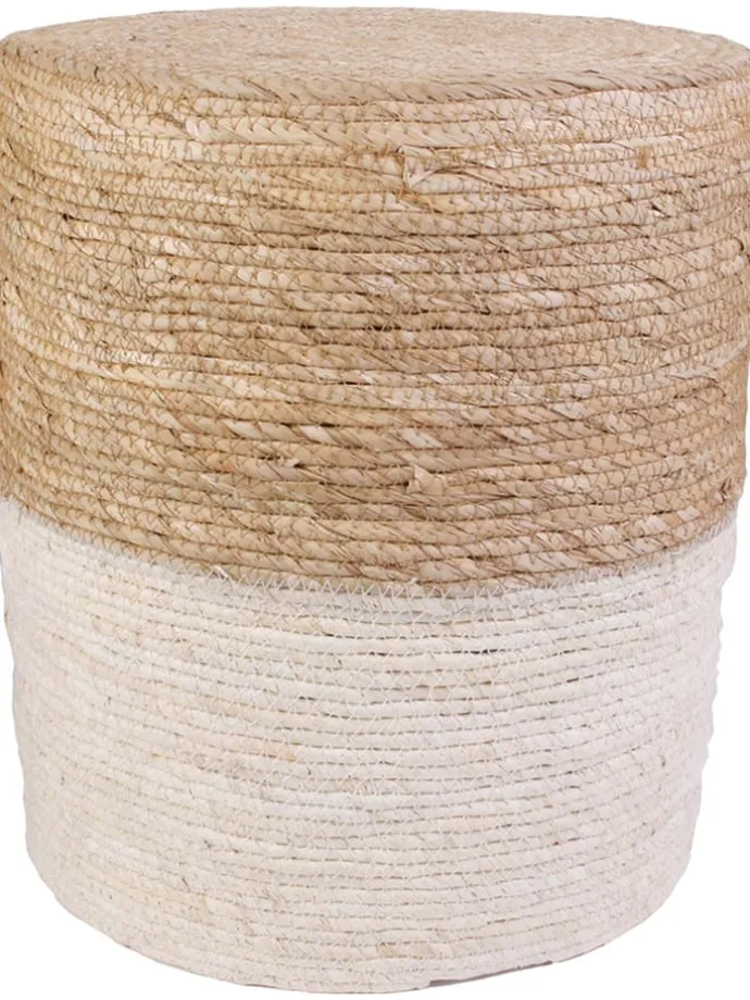 Pouf in Hellbraun/ Creme - (H)41 x Ø 35,5 cm