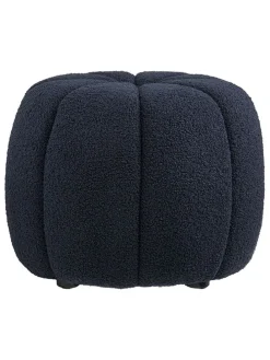 Pouf "Paisley" in Dunkelblau - (H)38 x Ø 48 cm