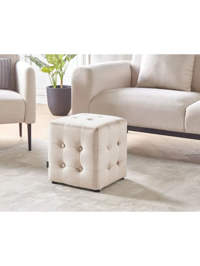 Pouf WISCONSIN in Beige - (W) 36 x (H) 39 x (L) 36 cm