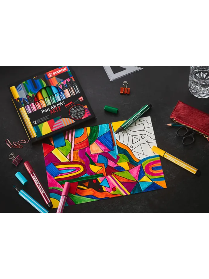 Premium-Filzstift - STABILO Pen 68 MAX ARTY" - 12 Stück