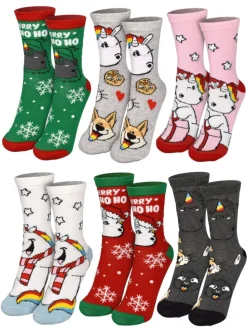 Pummeleinhorn Socken Adventskalender mit 12 Paar kurz und lang in Mehrfarbig