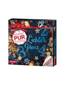 PUR Adventskalender mit nur 4 Türchen, gefüllt – Lichterglanz in Bunt