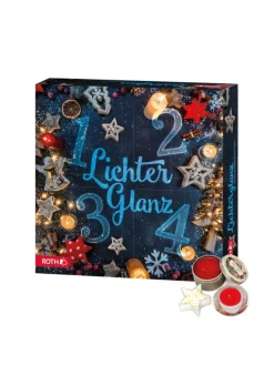 PUR Adventskalender mit nur 4 Türchen, gefüllt – Lichterglanz in Bunt