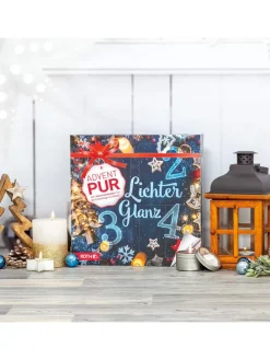 PUR Adventskalender mit nur 4 Türchen, gefüllt – Lichterglanz in Bunt
