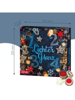 PUR Adventskalender mit nur 4 Türchen, gefüllt – Lichterglanz in Bunt