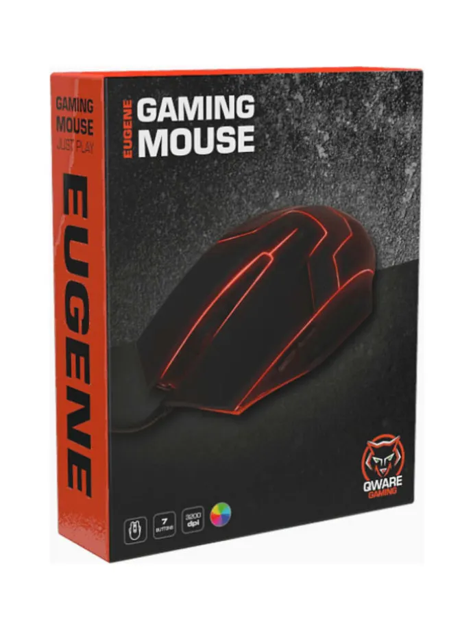 Qware Gaming Maus – Eugene Modell mit 6 programmierbaren Tasten in Schwarz