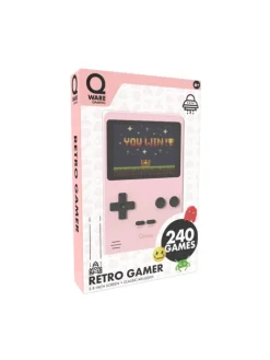 Qware Retro Spielkonsole Handheld 240 Spiele für unterwegs in Rosa