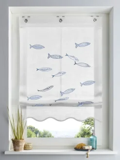 Raffrollo in weiß-blau