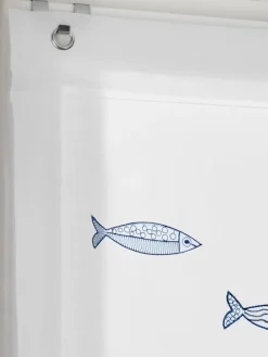 Raffrollo in weiß-blau