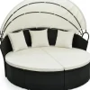 Rattan Sonneninsel mit Baldachin 187x180x157cm in Schwarz