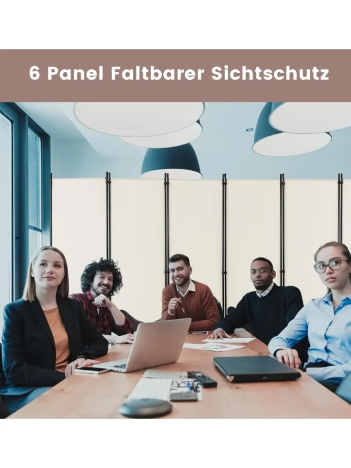 Raumteiler 6 tlg. 172cm in Beige