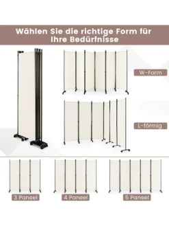Raumteiler 6 tlg. 172cm in Beige