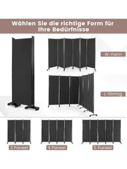 Raumteiler 6 tlg. 172cm in Grau