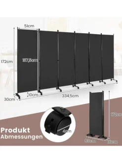 Raumteiler 6 tlg. 172cm in Grau