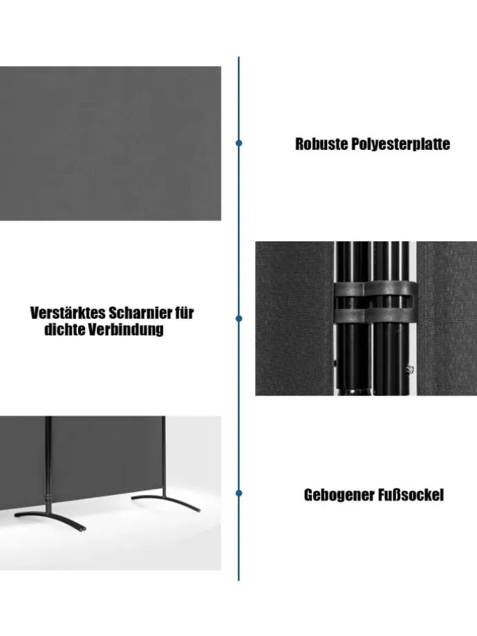 Raumteiler 3 tlg. in Grau