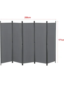 Raumteiler Huesca - 5-teilig in Grau (H)171cm (B)250cm
