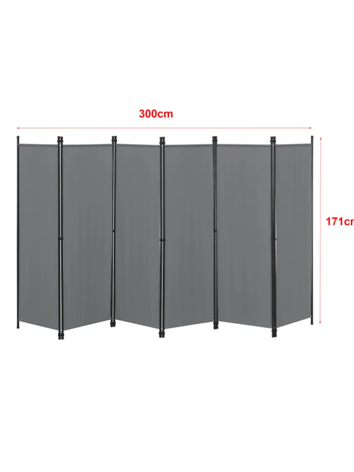 Raumteiler Huesca - 6-teilig in Grau (H)171cm (B)300cm