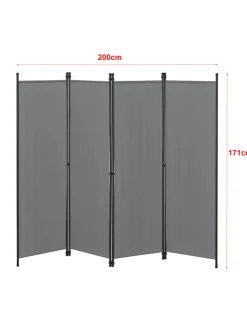 Raumteiler Huesca - 4-teilig in Grau (H)171cm (B)200cm