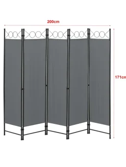 Raumteiler Saragossa 5-teilig in Grau (H)171cm (B)200cm