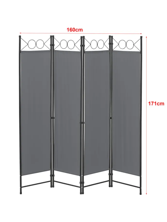 Raumteiler Saragossa 4-teilig in Grau (H)171cm (B)160cm