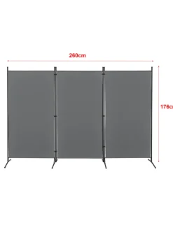 Raumteiler Teruel - 3-teilig in Grau (H)176cm (B)260cm