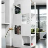 Raumteiler-Regal mit 4 Böden und 8 Fächer aus MDF Hochglanz in Weiß