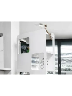 Raumteiler-Regal mit 4 Böden und 8 Fächer aus MDF Hochglanz in Weiß