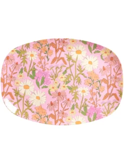Rechteckiger Teller aus Plate Daisy Dearest in rosa