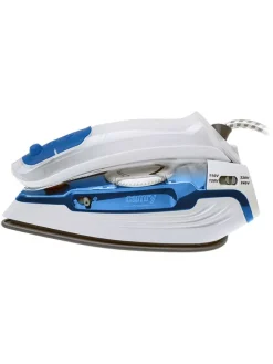 Reise-Bügeleisen in Weiß/ Blau