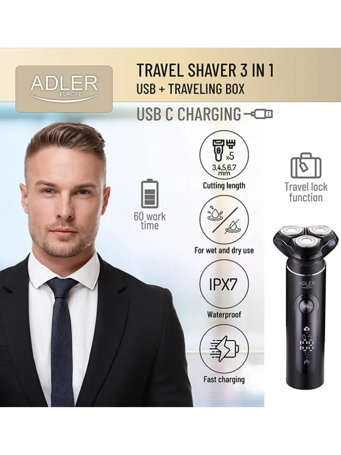 Reiserasierer "ADEG 2940" in Schwarz