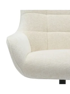 Relaxsessel drehbar mit schwarzem Metallgestell und Chenille-Stoff in Beige