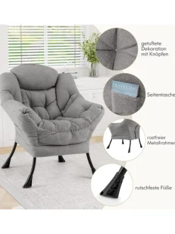 Relaxsessel gepolstert in Grau