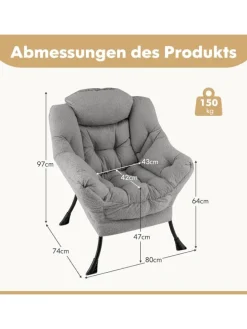 Relaxsessel gepolstert in Grau