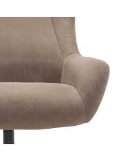 Relaxsessel und Hocker mit Drehfunktion Metallgestell und Cord-Optik in Braun