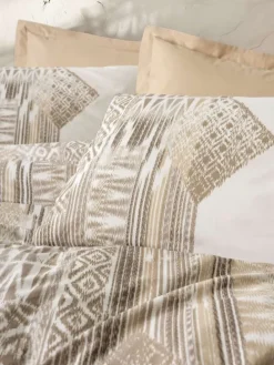 Renforcé-Bettwäsche-Set "Amara" in Hellbraun/ Weiß