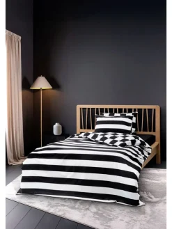 Renforcé-Bettwäsche-Set "Code" in Schwarz/ Weiß