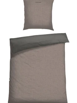 Renforcé-Bettwäsche-Set "Double Face" in Beige/ Anthrazit