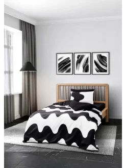 Renforcé-Bettwäsche-Set "Flow" in Weiß/ Schwarz