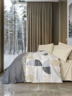 Renforcé-Bettwäsche-Set "Formo" in Weiß/ Beige