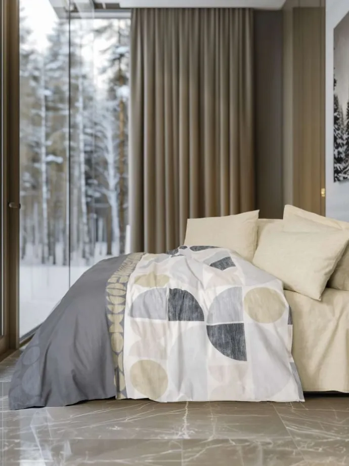 Renforcé-Bettwäsche-Set "Formo" in Weiß/ Beige