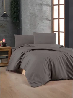 Renforcé-Bettwäsche-Set in Anthrazit