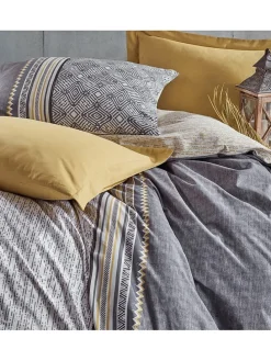 Renforcé-Bettwäsche-Set in Beige/ Grau