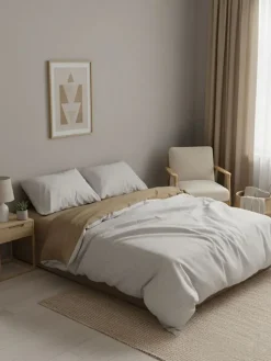 Renforcé-Bettwäsche-Set in Creme/ Beige