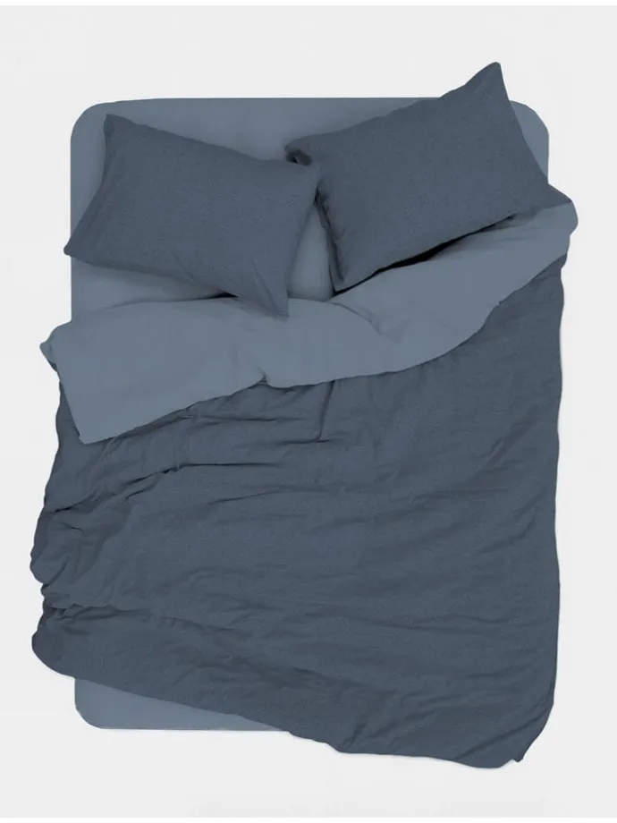 Renforcé-Bettwäsche-Set in Dunkelblau