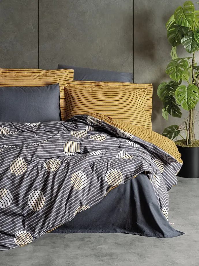 Renforcé-Bettwäsche-Set in Grau